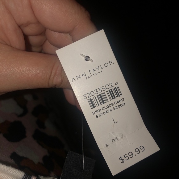 Ann Taylor Factory Womens Animal Print Ruffle Detail Long Sleeve Pink Blouse - Picture 14 of 15